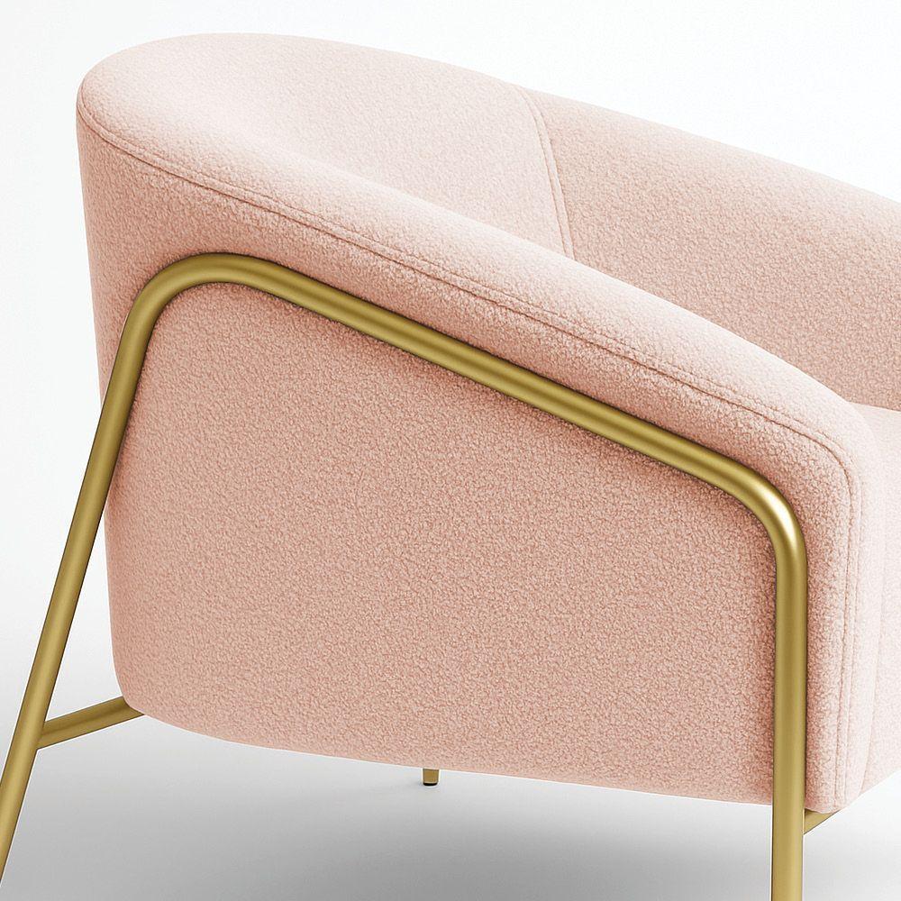 Poltrona Sala Industrial Alta Dourado Kit 2 Stella Bouclê D03 - D'rossi Cor Rose - 8