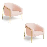 Poltrona Sala Industrial Alta Dourado Kit 2 Stella Bouclê D03 - D'rossi Cor Rose - 2