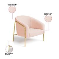 Poltrona Sala Industrial Alta Dourado Kit 2 Stella Bouclê D03 - D'rossi Cor Rose - 3