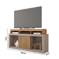 Rack Tv 55 Pol 136cm Bancada Com Rodízio Sala Lyara C01 - D'rossi Cor Buriti/fendi - 4