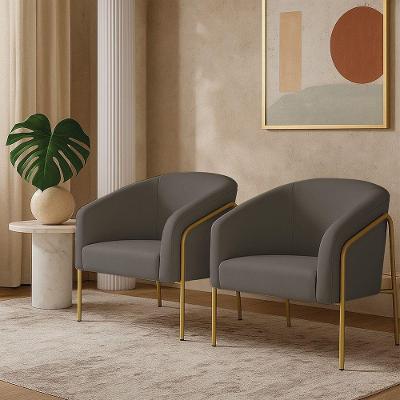 Poltrona Sala Industrial Alta Dourado Kit 2 Stella Suede Grafite D03 - D'rossi