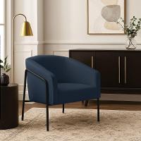 Poltrona Sala Industrial Alta Preto Stella Suede D03 - D'rossi Cor Azul - 1