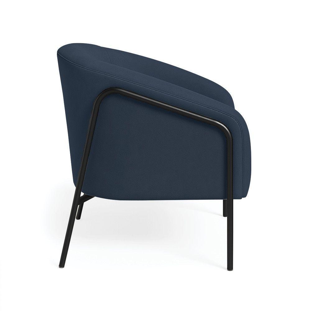 Poltrona Sala Industrial Alta Preto Kit 2 Stella Suede Azul M D03 - D'rossi - 6