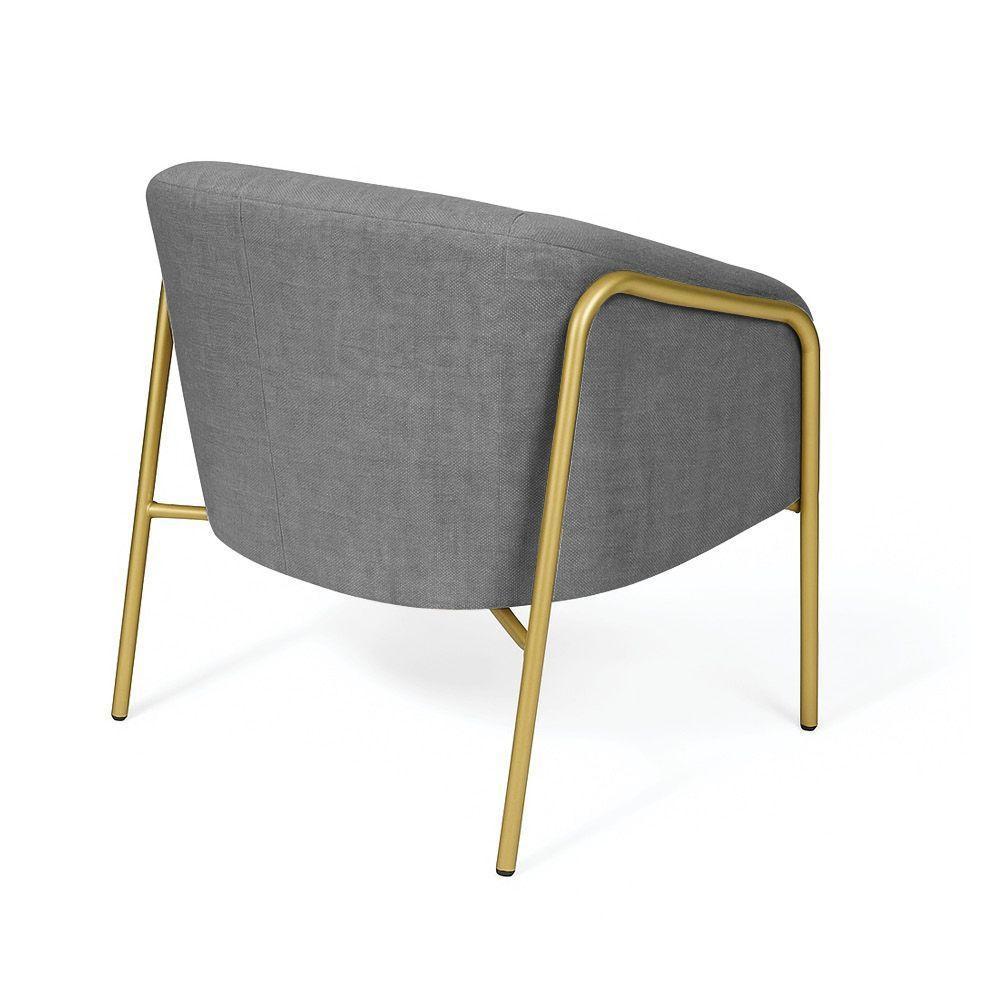 Poltrona Sala Industrial Alta Dourado Stella Linho Grafite D03 - D'rossi - 6