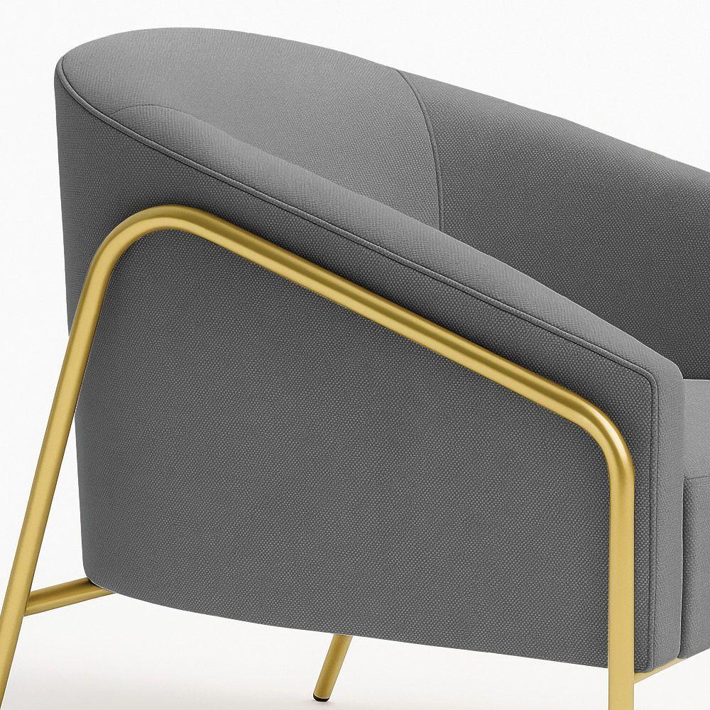 Poltrona Sala Industrial Alta Dourado Stella Linho Grafite D03 - D'rossi - 7