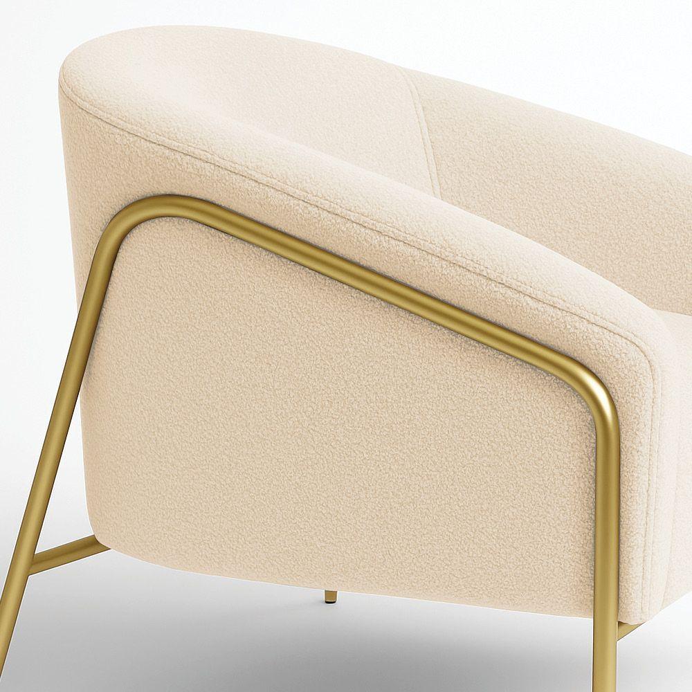 Poltrona Sala Industrial Alta Dourado Stella Bouclê Bege D03 - D'rossi - 2
