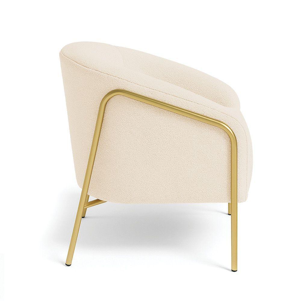 Poltrona Sala Industrial Alta Dourado Stella Bouclê Bege D03 - D'rossi - 6