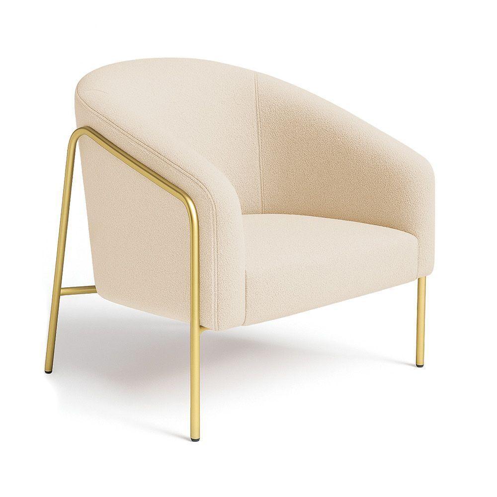 Poltrona Sala Industrial Alta Dourado Stella Bouclê Bege D03 - D'rossi - 7