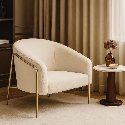 Poltrona Sala Industrial Alta Dourado Stella Bouclê Bege D03 - D'rossi