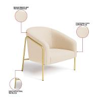 Poltrona Sala Industrial Alta Dourado Stella Bouclê Bege D03 - D'rossi