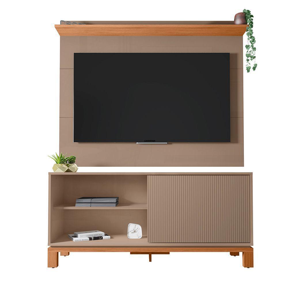 Painel Tv 45 Pol 136cm Com Rack Bancada Para Sala Visari Marrom/freijó C01 - D'rossi - 2