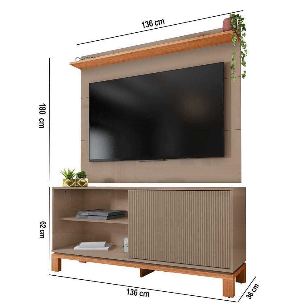 Painel Tv 45 Pol 136cm Com Rack Bancada Para Sala Visari Marrom/freijó C01 - D'rossi - 3