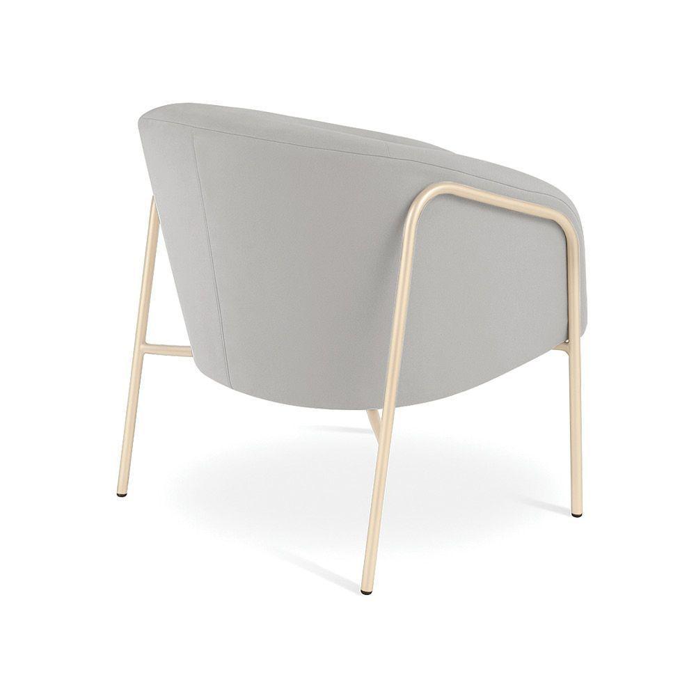 Poltrona Sala Industrial Alta Champanhe Kit 2 Stella Suede D03 - D'rossi Cor Cinza - 7