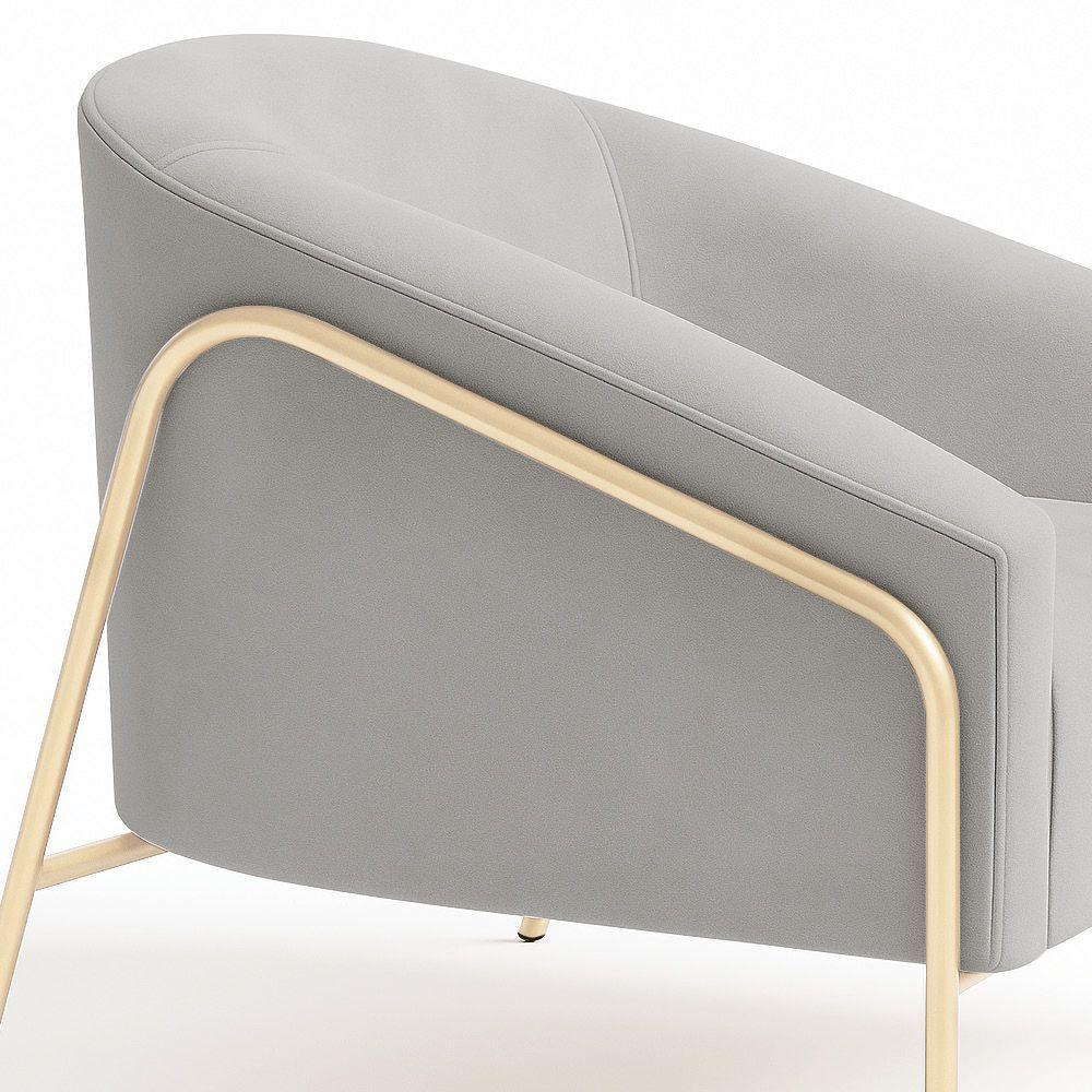 Poltrona Sala Industrial Alta Champanhe Kit 2 Stella Suede D03 - D'rossi Cor Cinza - 8