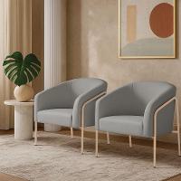 Poltrona Sala Industrial Alta Champanhe Kit 2 Stella Suede D03 - D'rossi Cor Cinza - 1