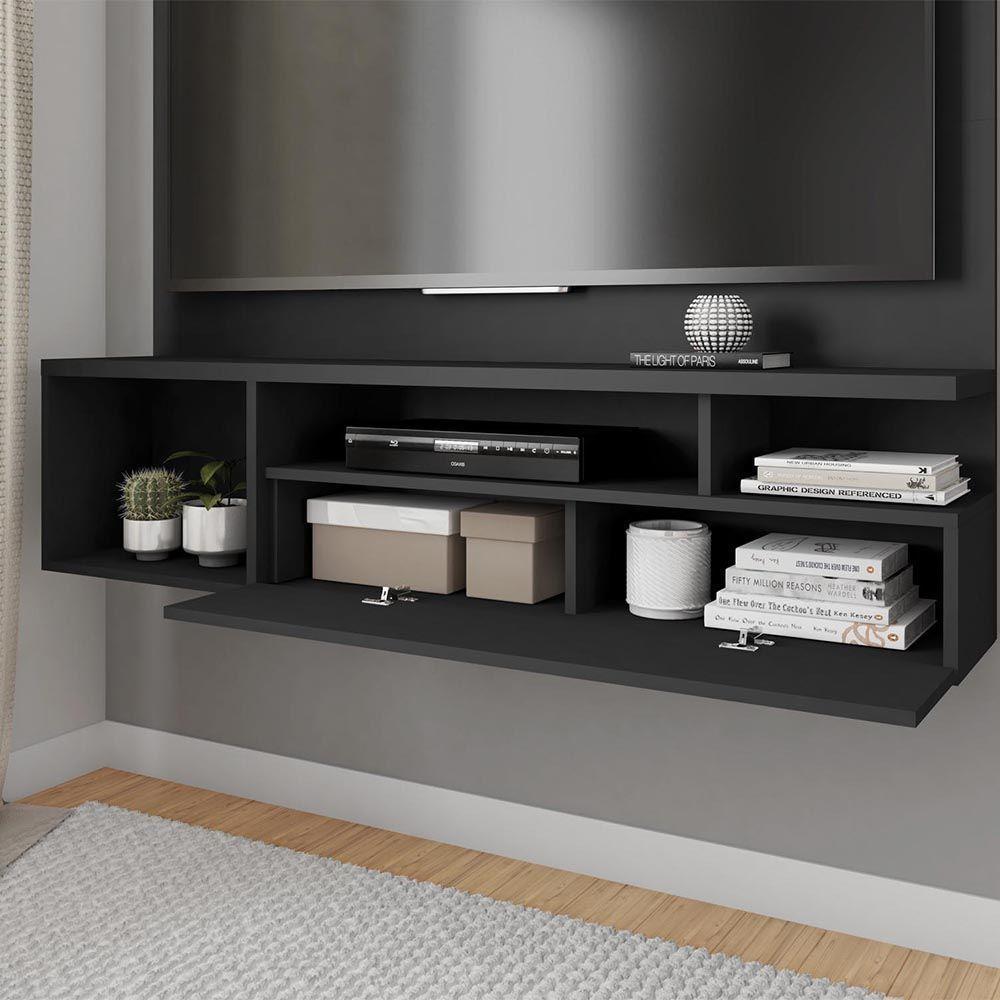 Painel Tv 55 Pol 136cm Bancada Suspensa Sala Layanne Preto C01 - D'rossi - 4