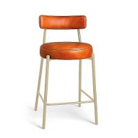 Banqueta Cozinha Média Com Encosto Industrial Champanhe Kit 2 Londres Pu D03 - D'rossi Cor Branco - 5