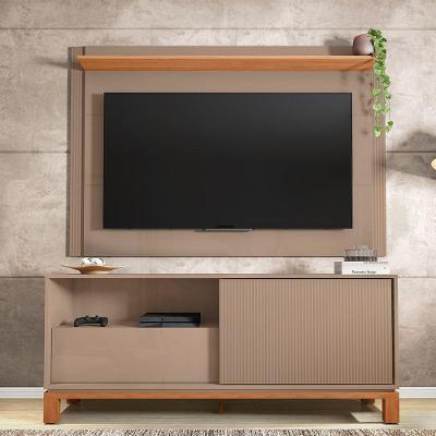 Painel Tv 55 Pol 150cm Com Rack Bancada Para Sala Visari C01 - D'rossi Cor Marrom/freijó