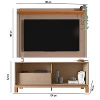Painel Tv 55 Pol 150cm Com Rack Bancada Para Sala Visari C01 - D'rossi Cor Marrom/freijó - 3