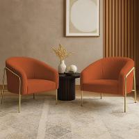 Poltrona Sala Industrial Alta Dourado Kit 2 Stella Bouclê D03 - D'rossi Cor Terra - 1