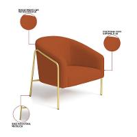 Poltrona Sala Industrial Alta Dourado Kit 2 Stella Bouclê D03 - D'rossi Cor Terra