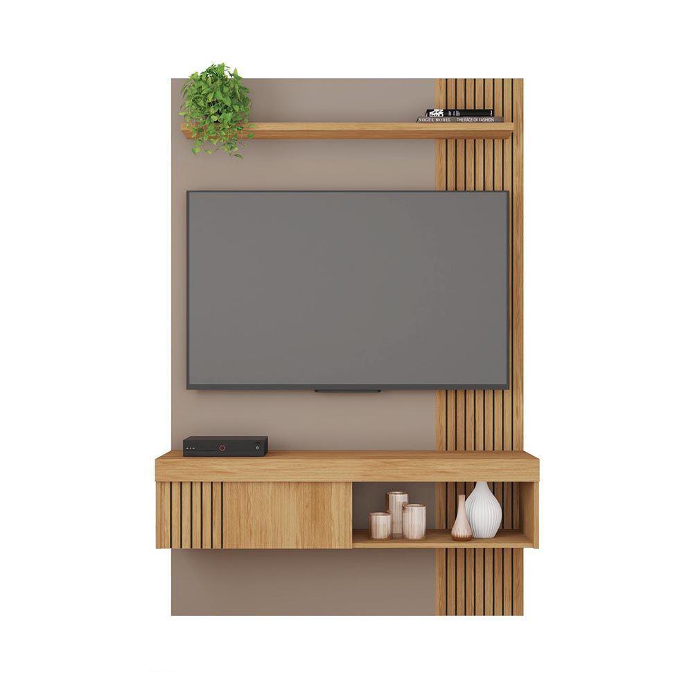 Painel Tv 45 Pol 120cm Bancada Suspensa Ripado Luana C01 - D'rossi Cor Fendi/buriti - 2