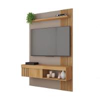 Painel Tv 45 Pol 120cm Bancada Suspensa Ripado Luana C01 - D'rossi Cor Fendi/buriti - 4