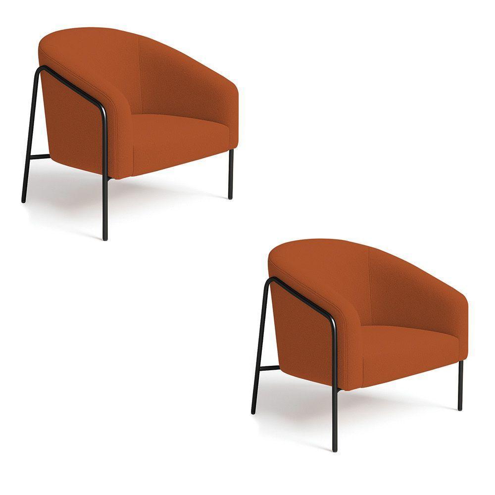 Poltrona Sala Industrial Alta Preto Kit 2 Stella Bouclê Terra D03 - D'rossi - 2