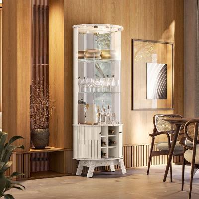 Cristaleira De Vidro Com Led 67cm Sala De Jantar Ravion M20 - D'rossi Cor Calacata E Off White