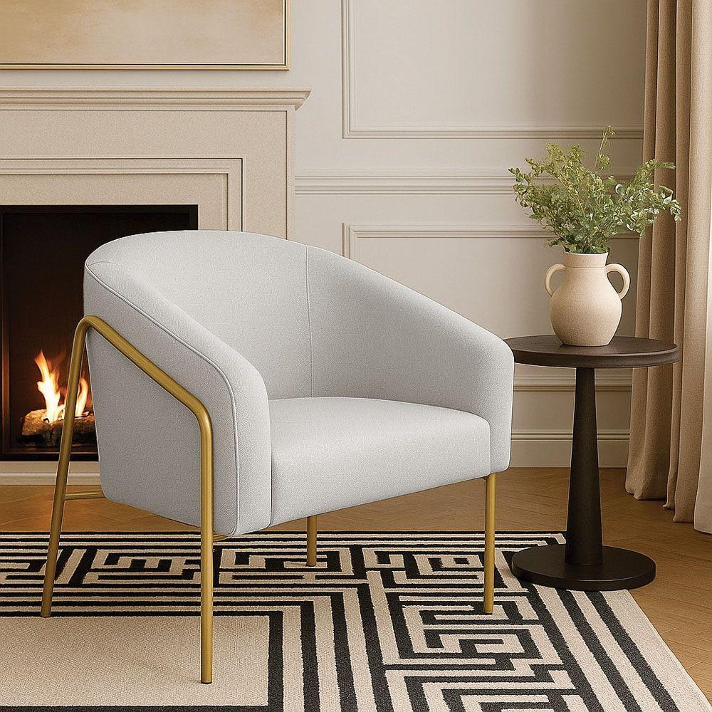 Poltrona Sala Industrial Alta Dourado Stella Linho D03 - D'rossi Cor Cinza - 1