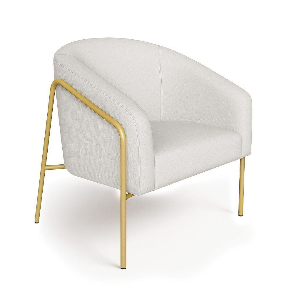 Poltrona Sala Industrial Alta Dourado Stella Linho D03 - D'rossi Cor Cinza - 5