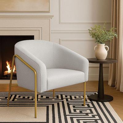 Poltrona Sala Industrial Alta Dourado Stella Linho D03 - D'rossi Cor Cinza