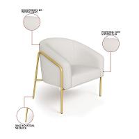 Poltrona Sala Industrial Alta Dourado Stella Linho D03 - D'rossi Cor Cinza - 6