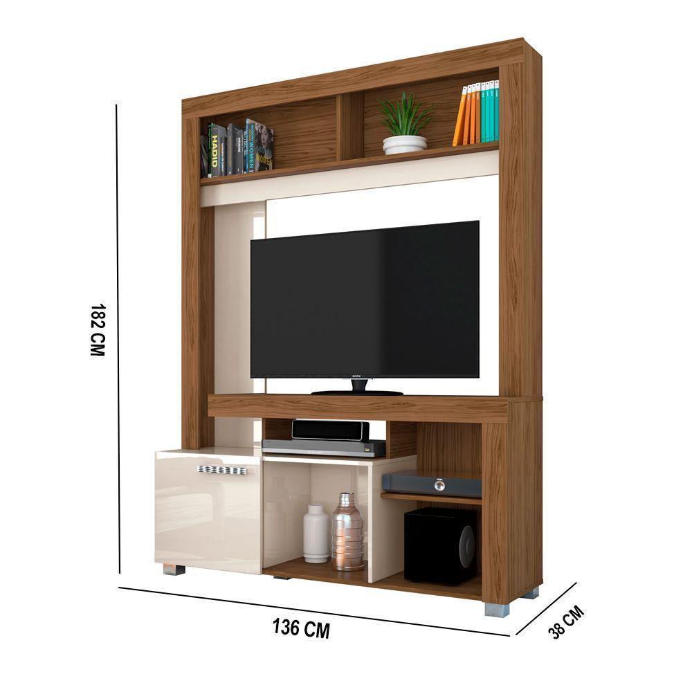 Estante De Tv 50 Pol 136cm Sala De Estar Mervan M20 - D'rossi Cor Naturale E Off White - 3