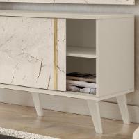 Painel Tv 60 Pol 160cm Com Rack Bancada Para Sala Hylon M20 - D'rossi Cor Calacata E Off White - 4