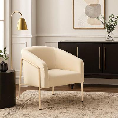 Poltrona Sala Industrial Alta Champanhe Stella Suede Bege D03 - D'rossi