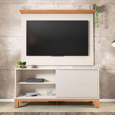Painel Tv 45 Pol 136cm Com Rack Bancada Para Sala Visari C01 - D'rossi Cor Off White/freijó