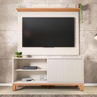 Painel Tv 45 Pol 136cm Com Rack Bancada Para Sala Visari C01 - D'rossi Cor Off White/freijó - 1