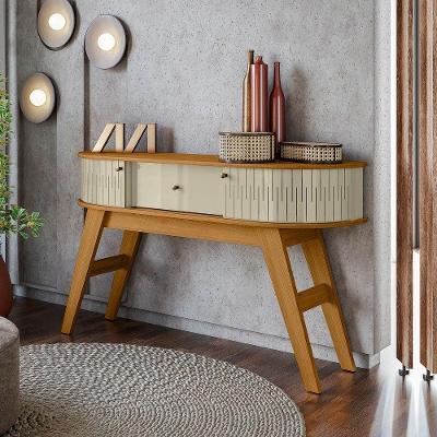 Aparador De Sala Pés Retrô De Madeira 136cm Fiorano M20 - D'rossi Cor Cumaru E Opala