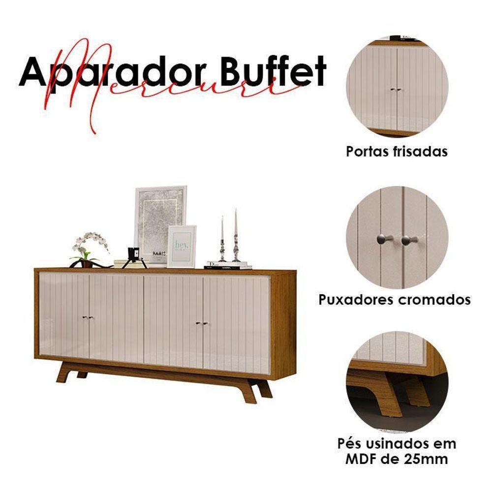 Painel Para Tv Nando E Aparador Buffet Mercuri Freijó Off White – Dj Móveis - 5