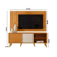 Painel Tv 60 Pol 160cm Com Rack Bancada Para Sala Hylon M20 - D'rossi Cor Cinamomo E Off White - 3
