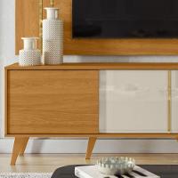 Painel Tv 60 Pol 160cm Com Rack Bancada Para Sala Hylon M20 - D'rossi Cor Cinamomo E Off White