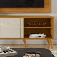 Painel Tv 60 Pol 160cm Com Rack Bancada Para Sala Hylon M20 - D'rossi Cor Cinamomo E Off White - 5