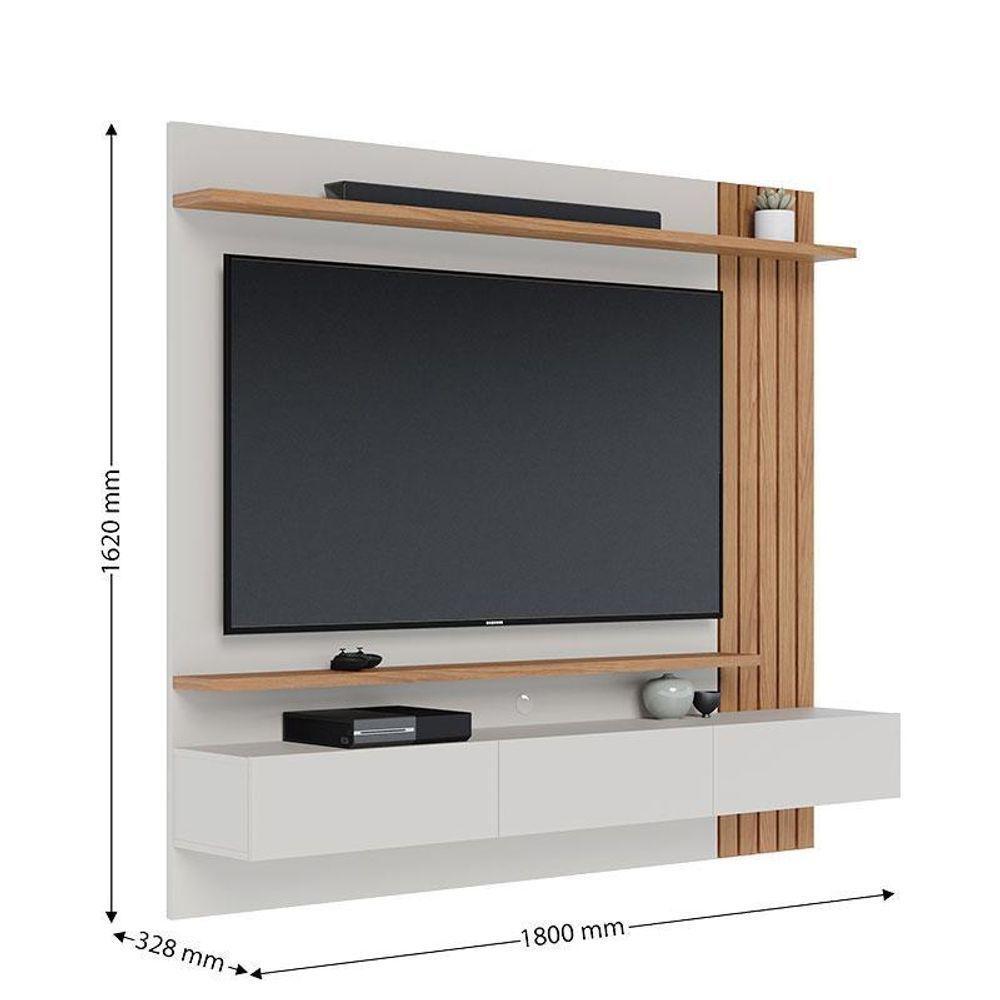 Painel Para Tv Home Suspenso Juriti 1.8 Off White Matte Freijó Com Mesa De Centro Jeri Off White Freijó - Colibri - 4