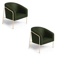 Poltrona Sala Industrial Alta Champanhe Kit 2 Stella Sintético Pu D03 - D'rossi Cor Verde - 5