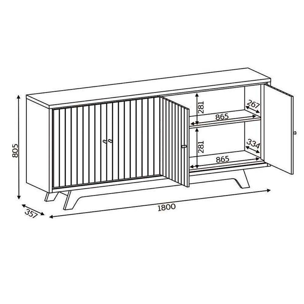 Painel Para Tv Suspenso Nando Cedro E Aparador Buffet Brise Cedro Off White – Dj Móveis - 7
