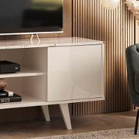 Rack Tv 50 Pol 136cm Bancada Para Sala Korelli M20 - D'rossi Cor Calacata E Off White - 5