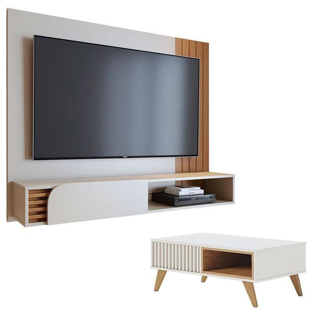 Home Suspenso Jurerê 1.6 Off White Matte Freijo Com Mesa De Centro Jeri Off White Freijó - Colibri - 1