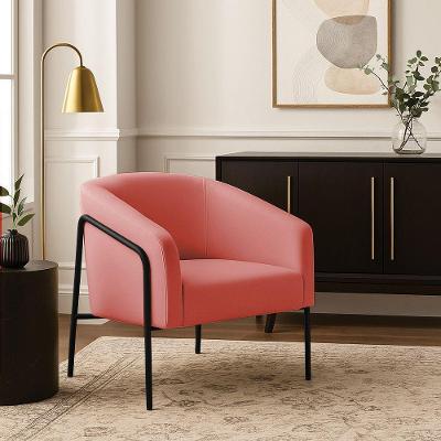 Poltrona Sala Industrial Alta Preto Stella Suede Rosê D03 - D'rossi