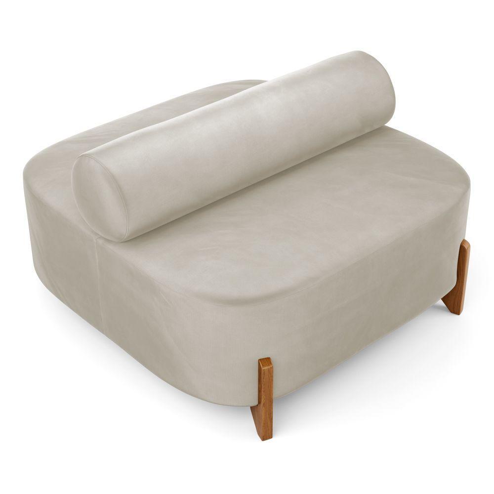 Kit 02 Sofás Ilha Orgânico Living Closet Evo 125cm 02 Lugares Veludo Bege Claro - Desk Design Bege Claro - 2